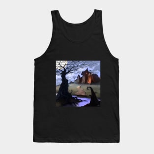 Spooky Halloween Town Artwork Tank Top